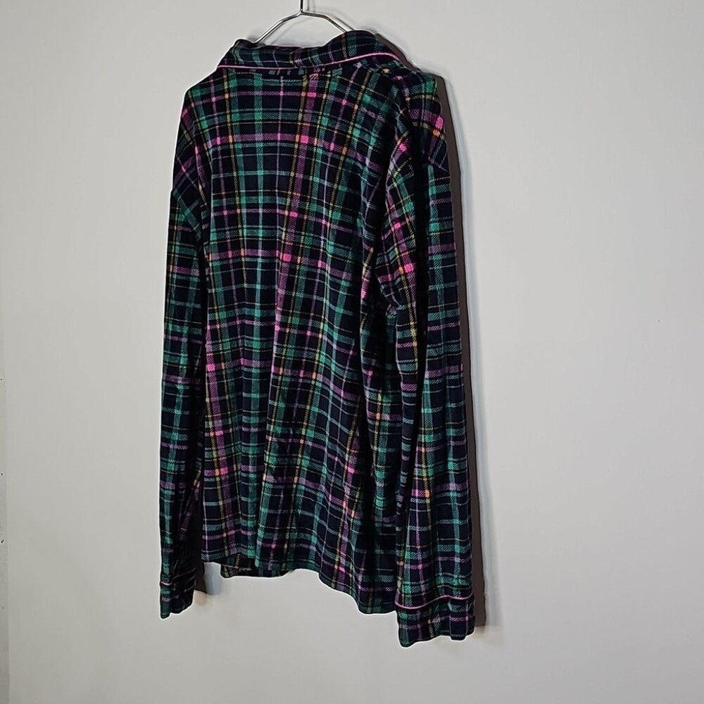Joyspun XL green and pink plaid button down long sleeve shirt - Picture 4 of 7